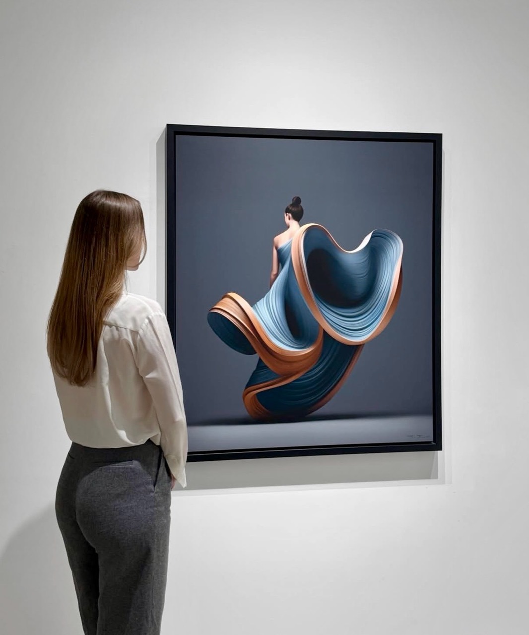 Visitor viewing an artwork by Ali Alışır at Galerie LeRoyer, Toronto, 2026 — Ali Alışır