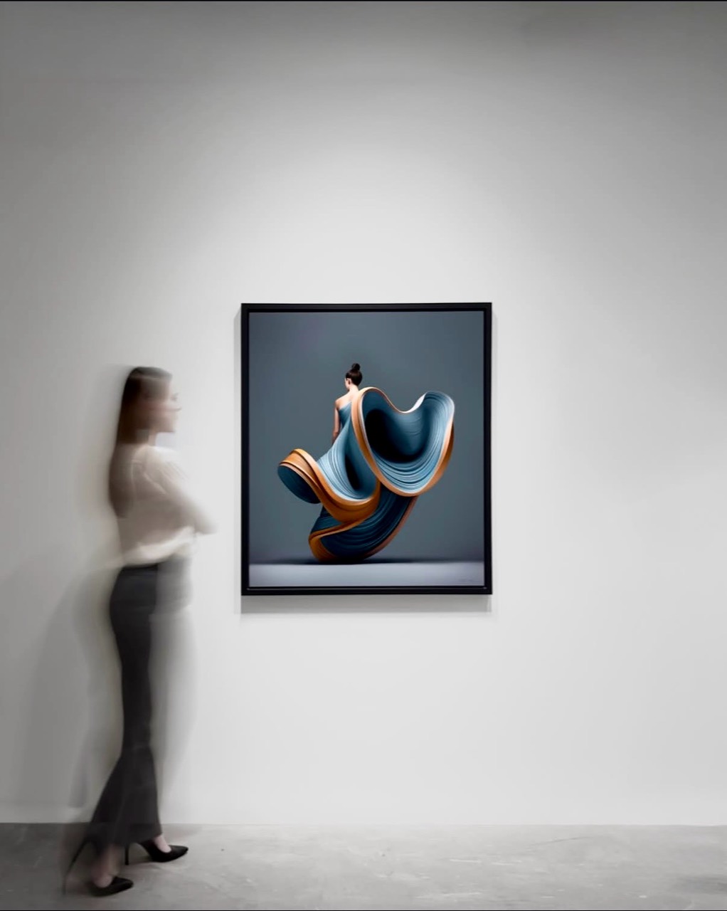 Visitor and artwork at Ali Alışır's Galerie LeRoyer solo exhibition, Toronto, 2026 — Ali Alışır